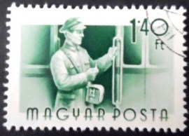 Selo postal da Hungria de 1955 Streetcar Conductor