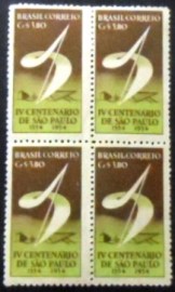 Quadra de selos postais do Brasil 1953 400 Anos São Paulo 3,80