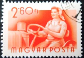 Selo postal da Hungria de 1955 Woman tractor driver