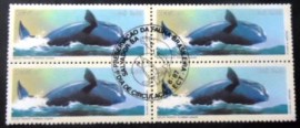 Quadra de selos postais do Brasil de 1987 Baleia Franca