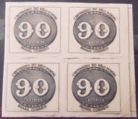 Quadra de selos postais do Brasil de 1943 Olho-de-boi 90