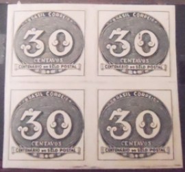 Quadra de selos postais do Brasil de 1943 Olho-de-Boi 30