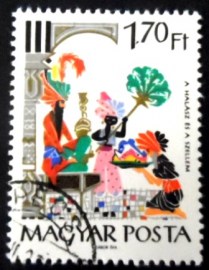 Selo postal da Hungria de 1965 The Fisherman and the Genie