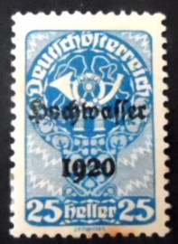 Selo postal da Áustria de 1921 Posthorn
