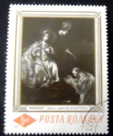 Selo postal da Romênia de 1967 Haman Begs Forgiveness from Esther