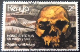 Selo postal do Quênia de 1982 Homo Erectus