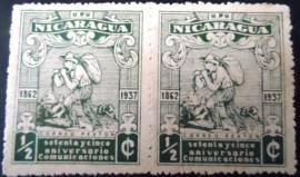 Par de selos postais da Nicarágua de 1938 Mailman