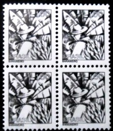 Quadra de selos postais do Brasil de 1976 Bananeiro