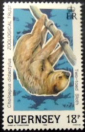 Selo postal de Guernsey de 1989 Linnaeus's Two-toed Sloth