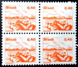 Quadra de selos postais do Brasil de 1977 Vaqueiro