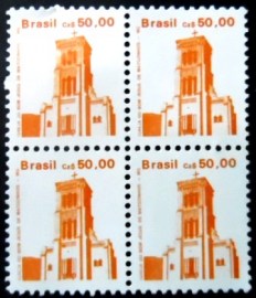 Quadra de selos postais do Brasil de 1987 Igreja Bom Jesus Matozinhos