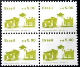 Quadra de selos postais do Brasil de 1986 Capela Santo Antônio