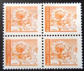 Quadra de selos postais do Brasil de 1985 Girassol