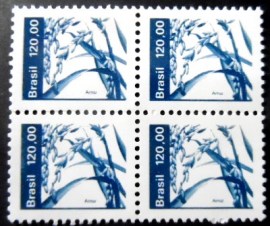 Quadra de selos postais do Brasil de 1984 Arroz