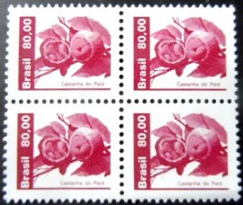 Quadra de selos postais do Brasil de 1984 Castanha do Pará M