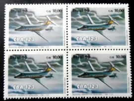 Quadra de selos postais do Brasil de 1990 Turboélice CBA 123