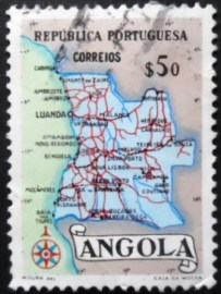 Selo postal da Angola de 1955 Map of Angola 50