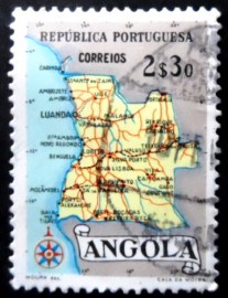 Selo postal da Angola de 1955 Map of Angola 2$30