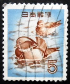 Selo postal definitivo do Japão de 1955 - Pato mandarim