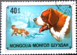Selo postal da Mongólia de 1978 Saint Bernard Dog