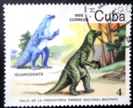 Selo postal de Cuba de 1985 Iguanodon