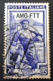 Selo postal da Itália Triestre de 1950 Fisherman