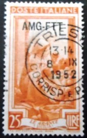 Selo postal da Itália Triestre de 1950  Orange Harvest