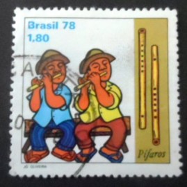 Selo postal do Brasil de 1978 Tocadores de Pífaros