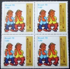 Quadra de selos postais do Brasil de 1978 Tocadores de Pífaros M