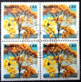 Quadra de selos do Brasil de 1978 Ipê Amarelo MID