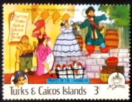 Selo postal das Ilhas Turco e Caicos de 1985 A bride to the highest bidder
