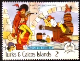 Selo postal das Ilhas Turco e Caicos de 1985 Battling buccaneers