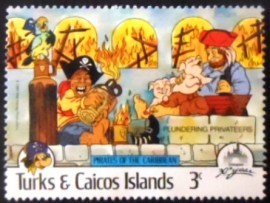 Selo postal das Ilhas Turco e Caicos de 1985 Plundering privateers