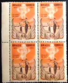 Quadra de selos postais do Brasil de 1951 Santos Dumont