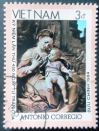 Selo postal do Vietnam de 1984 Madonna of the Basket