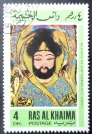 Selo postal de Ras Al Khaima de 1967 Monarch on his throne