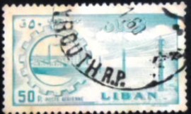 Selo postal do Líbano de 1959 Cogwheel & electric Line