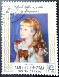 Selo postal de Upper Yafa de 1967 Girl with Apron