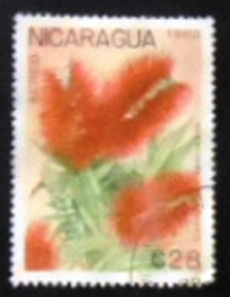 Selo postal da Nicarágua de 1988 Callistemon speciosus