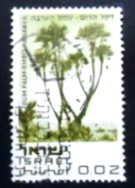 Selo postal de Israel de 1970 Dum Palm Trees