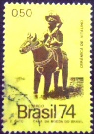 Selo postal do Brasil de 1974 Cerâmica de Vitalino - C 862 U