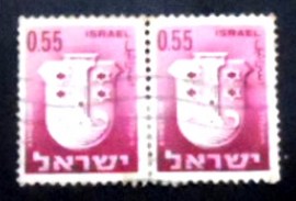 Par de selos postais de Israel de 1967 Ashqelon
