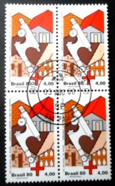Quadra de selos postais do Brasil de 1980 Mal de Chagas M1D