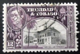 Selo postal de Trinidad Tobago de 1944 Town Hall 12