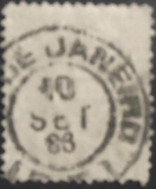 Selo postal do Brasil de 1883 D. Pedro II Cabeça Grande