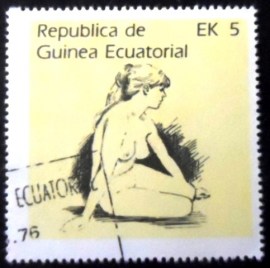 Selo postal da Guiné Equatorial de 1977 Female Nude
