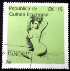 Selo postal da Guiné Equatorial de 1977 Female Nude