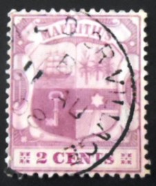 Selo postal das Ilhas Mauricios de 1900 Arms