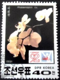Selo postal da Coréia do Norte de 1991 Stamp Exhibition Canada 92
