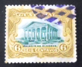 Selo postal da Guatemala de 1902 Temple of Minerva 6c